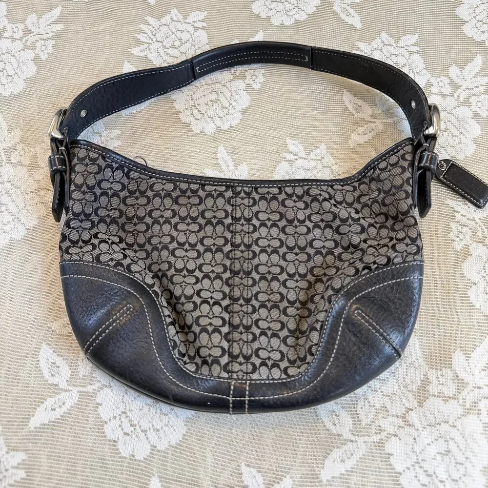Vintage Coach Mini Signature Hobo Shoulder Bag